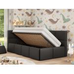 Łóżko dziecięce ARVO ALTA 90x200 - materac multipocket - szary, ekoskóra - strona lewa