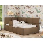 Łóżko dziecięce ARVO ALTA 90x200 - materac multipocket - brązowy, ekoskóra - strona lewa