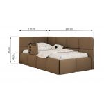 Łóżko dziecięce ARVO ALTA 90x200 - materac multipocket - brązowy, ekoskóra - strona lewa