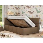 Łóżko dziecięce ARVO ALTA 90x200 - materac multipocket - brązowy, ekoskóra - strona lewa