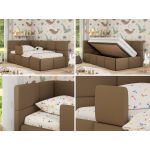 Łóżko dziecięce ARVO ALTA 90x200 - materac multipocket - brązowy, ekoskóra - strona lewa