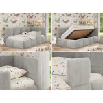 Łóżko dziecięce ARVO ALTA 90x200 - materac pocket - jasnoszary, plusz - strona prawa