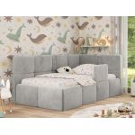 Łóżko dziecięce ARVO ALTA 90x200 - materac multipocket - jasnoszary, plusz - strona prawa