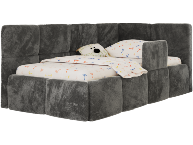 Łóżko dziecięce ARVO ALTA 90x200 - ciemnoszary, plusz - strona prawa