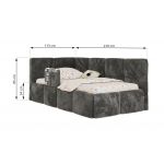 Łóżko dziecięce ARVO ALTA 90x200 - materac multipocket - ciemnoszary, plusz - strona prawa