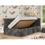 Łóżko dziecięce ARVO ALTA 90x200 - materac multipocket - ciemnoszary, plusz - strona prawa
