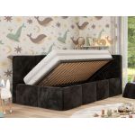 Łóżko dziecięce ARVO ALTA 90x200 - materac piankowy - czarny, plusz - strona prawa