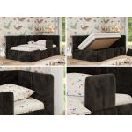 Łóżko dziecięce ARVO ALTA 90x200 - materac piankowy - czarny, plusz - strona prawa