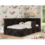 Łóżko dziecięce ARVO ALTA 90x200 - materac pocket - czarny, plusz - strona prawa