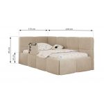 Łóżko dziecięce ARVO ALTA 90x200 - materac pocket - kremowy, plusz - strona prawa