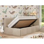 Łóżko dziecięce ARVO ALTA 90x200 - materac multipocket - kremowy, plusz - strona prawa