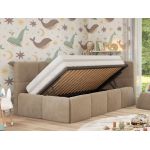 Łóżko dziecięce ARVO ALTA 90x200 - materac multipocket - beżowy, plusz - strona prawa