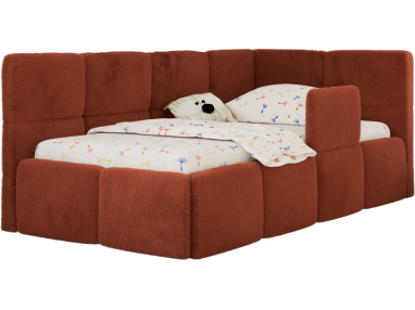 Łóżko dziecięce ARVO ALTA 90x200 - pomarańczowy, plusz - strona prawa