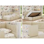 Łóżko dziecięce ARVO ALTA 90x200 - materac pocket - beżowy, welwet - strona prawa