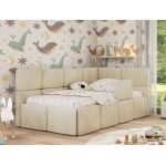 Łóżko dziecięce ARVO ALTA 90x200 - materac multipocket - beżowy, welwet - strona prawa