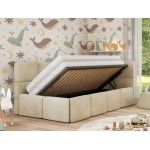 Łóżko dziecięce ARVO ALTA 90x200 - materac multipocket - beżowy, welwet - strona prawa