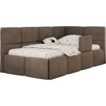 Łóżko dziecięce ARVO ALTA 90x200 - materac multipocket - brązowy, welwet - strona prawa