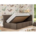 Łóżko dziecięce ARVO ALTA 90x200 - materac multipocket - brązowy, welwet - strona prawa
