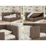 Łóżko dziecięce ARVO ALTA 90x200 - materac multipocket - brązowy, welwet - strona prawa