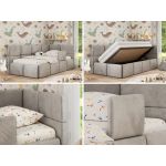 Łóżko dziecięce ARVO ALTA 90x200 - materac pocket - jasnoszary, welwet - strona prawa