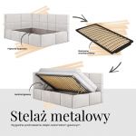 Łóżko dziecięce ARVO ALTA 90x200 - materac pocket - jasnoszary, welwet - strona prawa