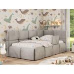 Łóżko dziecięce ARVO ALTA 90x200 - materac multipocket - jasnoszary, welwet - strona prawa