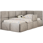 Łóżko dziecięce ARVO ALTA 90x200 - materac multipocket - jasnoszary, welwet - strona prawa