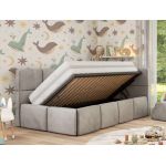 Łóżko dziecięce ARVO ALTA 90x200 - materac multipocket - jasnoszary, welwet - strona prawa