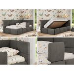 Łóżko dziecięce ARVO ALTA 90x200 - materac piankowy - ciemnoszary, welwet - strona prawa