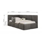 Łóżko dziecięce ARVO ALTA 90x200 - materac multipocket - ciemnoszary, welwet - strona prawa