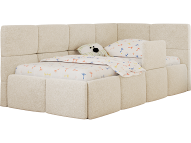 Łóżko dziecięce ARVO ALTA 90x200 - kremowy, struktura - strona prawa
