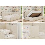 Łóżko dziecięce ARVO ALTA 90x200 - materac pocket - kremowy, struktura - strona prawa