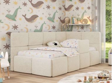 Łóżko dziecięce ARVO ALTA 90x200 - materac multipocket - kremowy, struktura - strona prawa