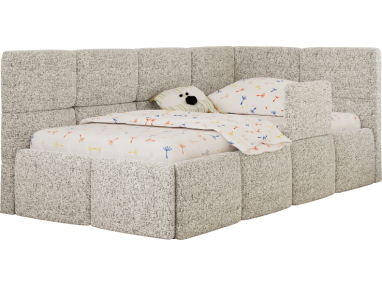 Łóżko dziecięce ARVO ALTA 90x200 - materac pocket - beżowy, struktura - strona prawa