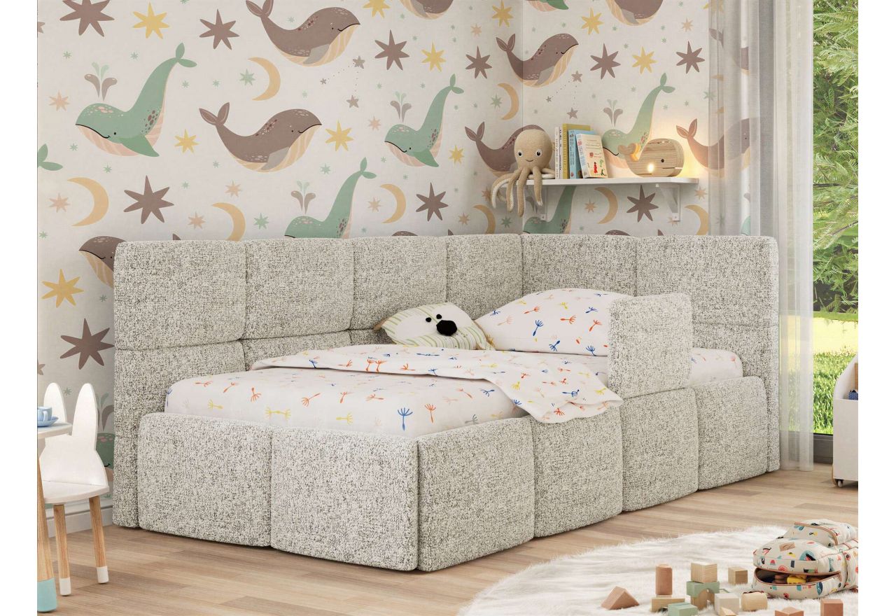 Łóżko dziecięce ARVO ALTA 90x200 - materac multipocket - beżowy, struktura - strona prawa