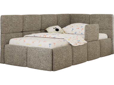 Łóżko dziecięce ARVO ALTA 90x200 - materac piankowy - szary, struktura - strona prawa