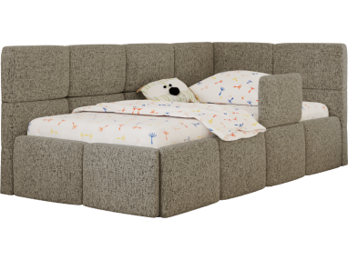 Łóżko dziecięce ARVO ALTA 90x200 - ciemnobeżowy, struktura - strona prawa