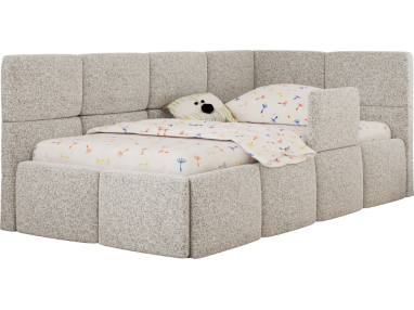 Łóżko dziecięce ARVO ALTA 90x200 - jasnoszary, struktura - strona prawa