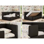 Łóżko dziecięce ARVO ALTA 90x200 - materac piankowy - czarny, ekoskóra - strona prawa