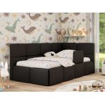 Łóżko dziecięce ARVO ALTA 90x200 - materac multipocket - czarny, ekoskóra - strona prawa