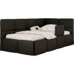 Łóżko dziecięce ARVO ALTA 90x200 - materac multipocket - czarny, ekoskóra - strona prawa