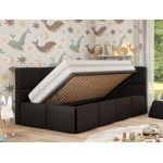 Łóżko dziecięce ARVO ALTA 90x200 - materac multipocket - czarny, ekoskóra - strona prawa