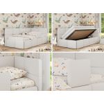 Łóżko dziecięce ARVO ALTA 90x200 - biały, ekoskóra - strona prawa