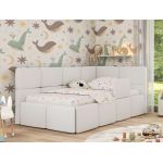 Łóżko dziecięce ARVO ALTA 90x200 - materac multipocket - biały, ekoskóra - strona prawa