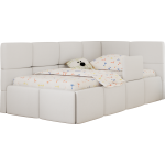 Łóżko dziecięce ARVO ALTA 90x200 - materac multipocket - biały, ekoskóra - strona prawa