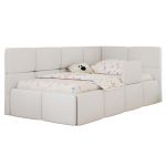 Łóżko dziecięce ARVO ALTA 90x200 - materac multipocket - biały, ekoskóra - strona prawa