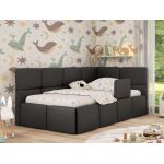 Łóżko dziecięce ARVO ALTA 90x200 - materac piankowy - szary, ekoskóra - strona prawa