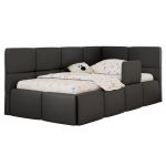 Łóżko dziecięce ARVO ALTA 90x200 - materac multipocket - szary, ekoskóra - strona prawa