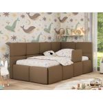 Łóżko dziecięce ARVO ALTA 90x200 - materac piankowy - brązowy, ekoskóra - strona prawa