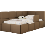 Łóżko dziecięce ARVO ALTA 90x200 - materac multipocket - brązowy, ekoskóra - strona prawa